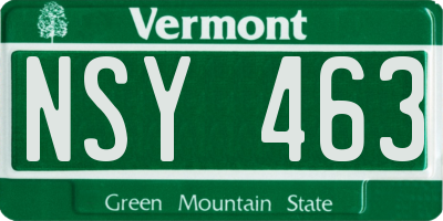 VT license plate NSY463