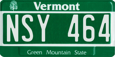 VT license plate NSY464