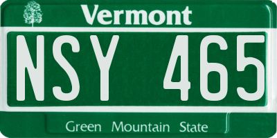 VT license plate NSY465