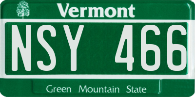 VT license plate NSY466