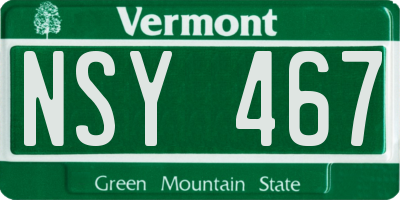 VT license plate NSY467