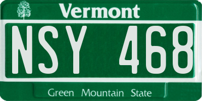 VT license plate NSY468