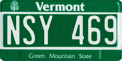 VT license plate NSY469