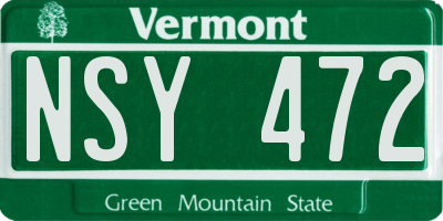 VT license plate NSY472