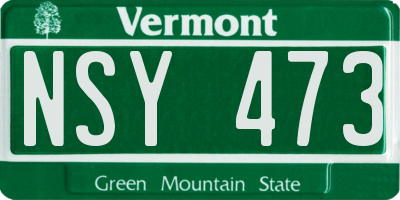 VT license plate NSY473