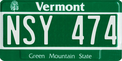 VT license plate NSY474