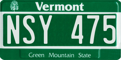 VT license plate NSY475