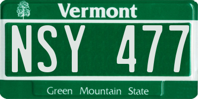 VT license plate NSY477
