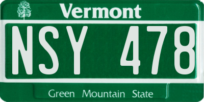 VT license plate NSY478