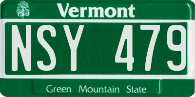 VT license plate NSY479