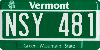 VT license plate NSY481