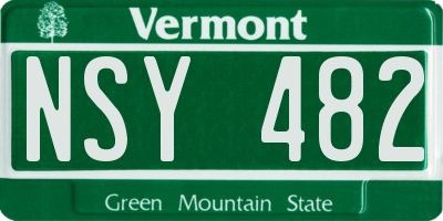 VT license plate NSY482