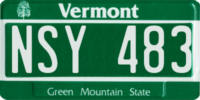 VT license plate NSY483