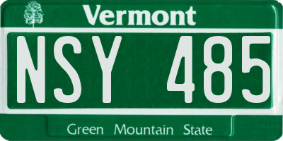 VT license plate NSY485