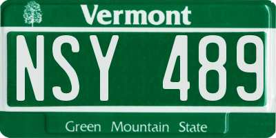VT license plate NSY489
