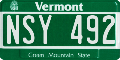 VT license plate NSY492