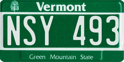 VT license plate NSY493