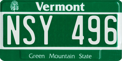 VT license plate NSY496