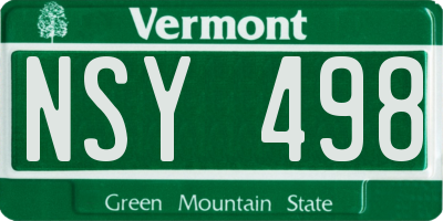 VT license plate NSY498