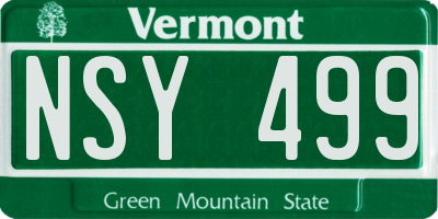 VT license plate NSY499
