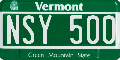 VT license plate NSY500