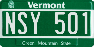 VT license plate NSY501