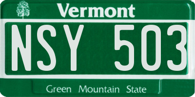 VT license plate NSY503