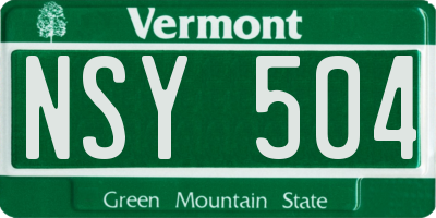 VT license plate NSY504