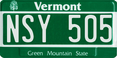 VT license plate NSY505