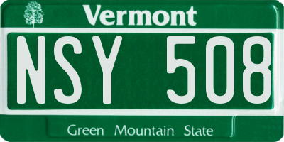 VT license plate NSY508
