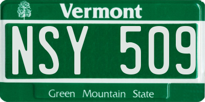 VT license plate NSY509