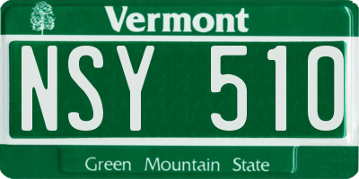 VT license plate NSY510