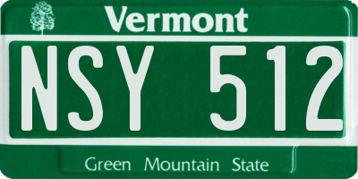 VT license plate NSY512