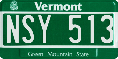 VT license plate NSY513