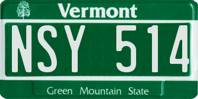 VT license plate NSY514
