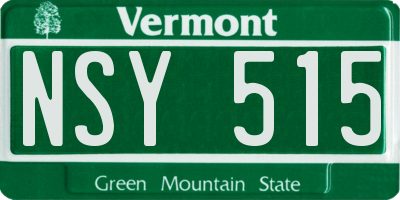 VT license plate NSY515