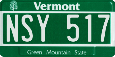 VT license plate NSY517