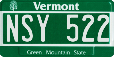 VT license plate NSY522