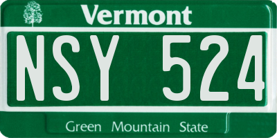 VT license plate NSY524