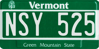 VT license plate NSY525