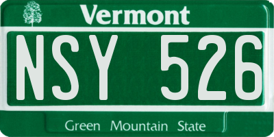 VT license plate NSY526