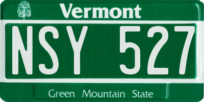 VT license plate NSY527