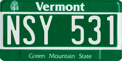 VT license plate NSY531