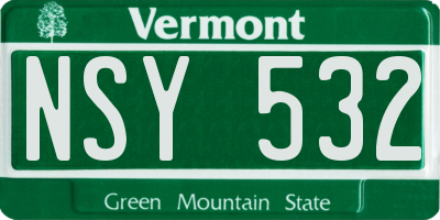 VT license plate NSY532