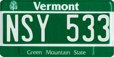 VT license plate NSY533