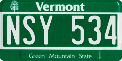 VT license plate NSY534
