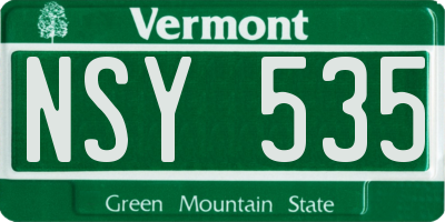 VT license plate NSY535
