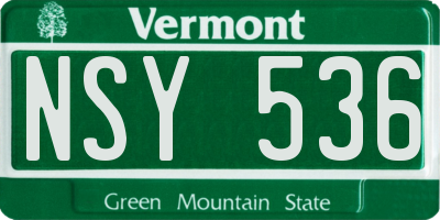 VT license plate NSY536