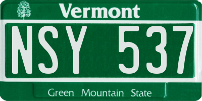 VT license plate NSY537