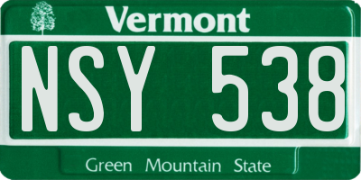 VT license plate NSY538